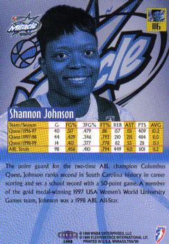 1999 Ultra WNBA #116 Shannon Johnson Back