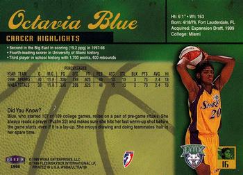 1999 Ultra WNBA #16 Octavia Blue Back