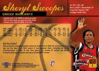 1999 Ultra WNBA #1 Sheryl Swoopes Back