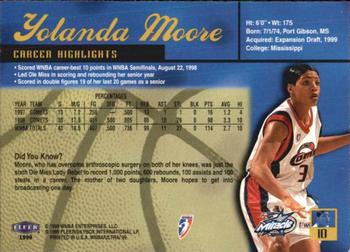 1999 Ultra WNBA #10 Yolanda Moore Back