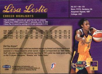 1999 Ultra WNBA #11 Lisa Leslie Back