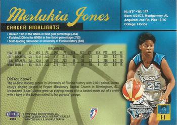 1999 Ultra WNBA #13 Merlakia Jones Back