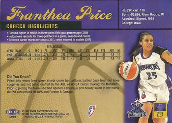 1999 Ultra WNBA #23 Franthea Price Back