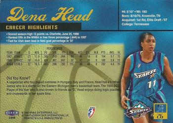 1999 Ultra WNBA #26 Dena Head Back