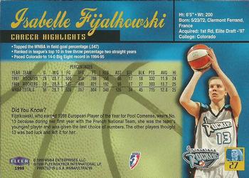 1999 Ultra WNBA #27 Isabelle Fijalkowski Back