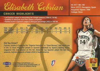 1999 Ultra WNBA #30 Elisabeth Cebrian Back