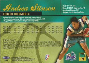 1999 Ultra WNBA #34 Andrea Stinson Back