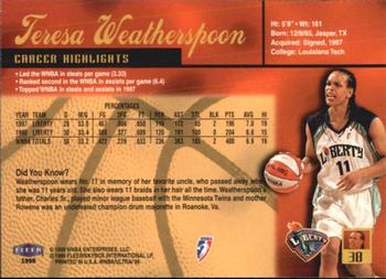 1999 Ultra WNBA #38 Teresa Weatherspoon Back