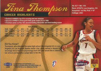 1999 Ultra WNBA #42 Tina Thompson Back