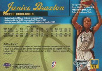 1999 Ultra WNBA #43 Janice Braxton Back