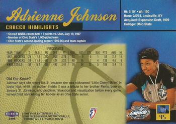 1999 Ultra WNBA #45 Adrienne Johnson Back