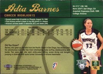 1999 Ultra WNBA #46 Adia Barnes Back