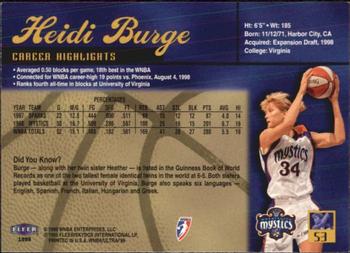 1999 Ultra WNBA #53 Heidi Burge Back