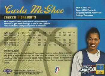1999 Ultra WNBA #66 Carla McGhee Back