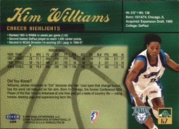 1999 Ultra WNBA #67 Kim Williams Back
