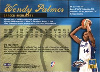 1999 Ultra WNBA #83 Wendy Palmer Back
