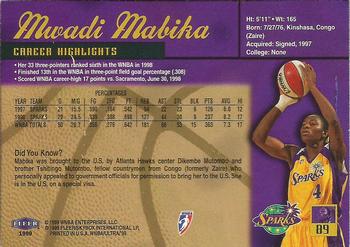 1999 Ultra WNBA #89 Mwadi Mabika Back