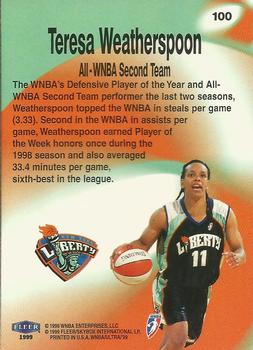 1999 Ultra WNBA #100 Teresa Weatherspoon Back