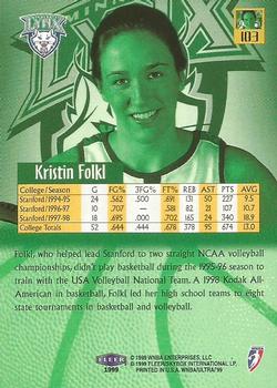 1999 Ultra WNBA #103 Kristin Folkl Back