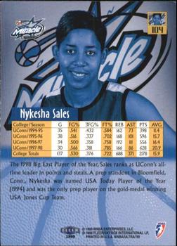 1999 Ultra WNBA #104 Nykesha Sales Back