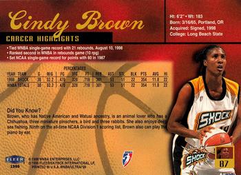 1999 Ultra WNBA #87 Cindy Brown Back