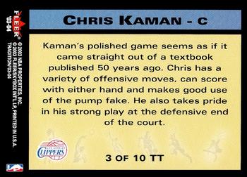 2003-04 Fleer Tradition - Throwback Threads #3 TT Chris Kaman Back