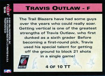 2003-04 Fleer Tradition - Throwback Threads #4 TT Travis Outlaw Back