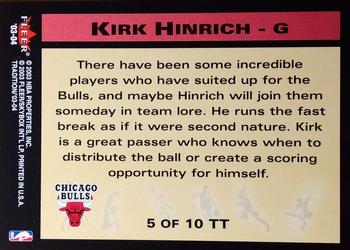 2003-04 Fleer Tradition - Throwback Threads #5 TT Kirk Hinrich Back