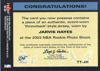 2003-04 Fleer Tradition - Throwback Threads #8 TT Jarvis Hayes Back