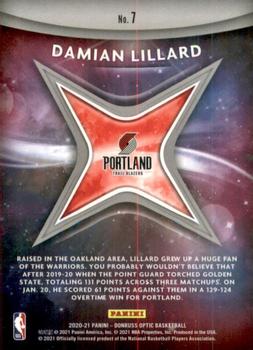 2020-21 Donruss Optic - Star Gazing #7 Damian Lillard Back