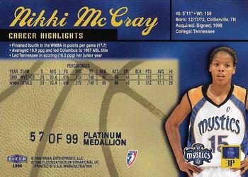 1999 Ultra WNBA - Platinum Medallion #3 Nikki McCray Back