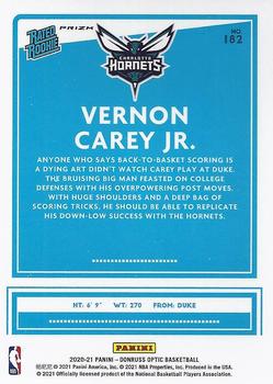 2020-21 Donruss Optic - Silver Pulsar #182 Vernon Carey Jr. Back