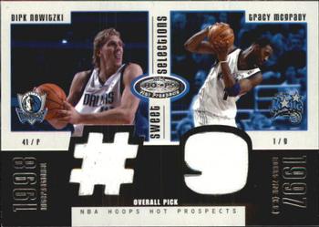 2003-04 Hoops Hot Prospects - Sweet Selections Game-Used Jerseys #SS-DN/TM Dirk Nowitzki / Tracy McGrady Front