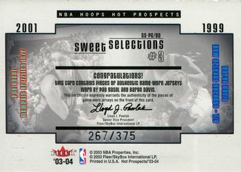 2003-04 Hoops Hot Prospects - Sweet Selections Game-Used Jerseys #SS-PG/BD Pau Gasol / Baron Davis Back