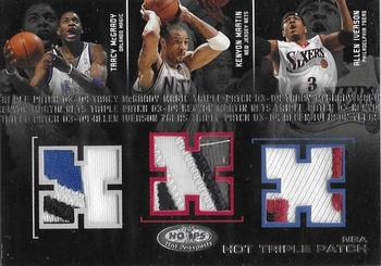 2003-04 Hoops Hot Prospects - Hot Triple Patches #M/M/I Tracy McGrady / Kenyon Martin / Allen Iverson Front