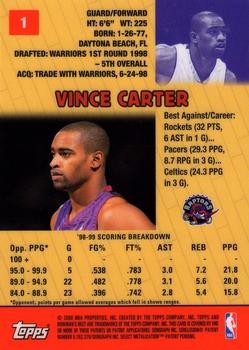 1999-00 Bowman's Best #1 Vince Carter Back