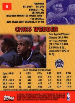 1999-00 Bowman's Best #6 Chris Webber Back