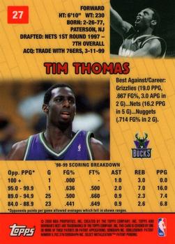 1999-00 Bowman's Best #27 Tim Thomas Back