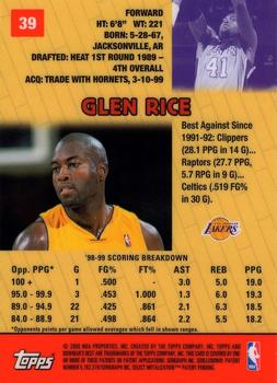 1999-00 Bowman's Best #39 Glen Rice Back