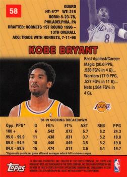 1999-00 Bowman's Best #58 Kobe Bryant Back