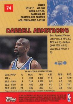 1999-00 Bowman's Best #74 Darrell Armstrong Back