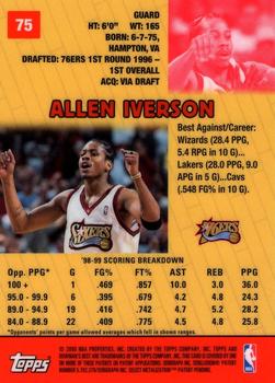 1999-00 Bowman's Best #75 Allen Iverson Back