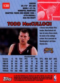 1999-00 Bowman's Best #130 Todd MacCulloch Back