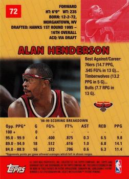1999-00 Bowman's Best #72 Alan Henderson Back