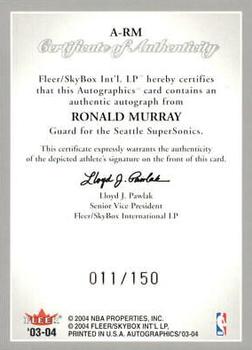 2003-04 SkyBox Autographics - Autographs Silver #A-RM Ronald Murray Back