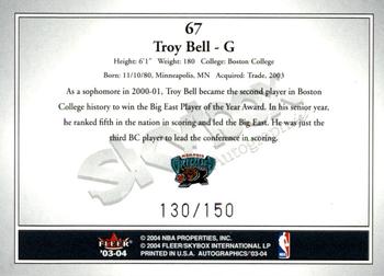 2003-04 SkyBox Autographics - Insignia Silver #67 Troy Bell Back