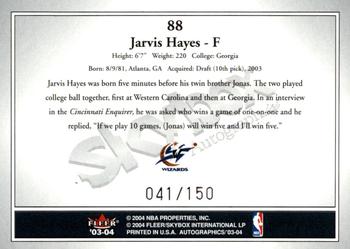 2003-04 SkyBox Autographics - Insignia Silver #88 Jarvis Hayes Back