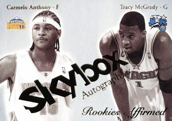 2003-04 SkyBox Autographics - Rookies Affirmed #1RE Carmelo Anthony / Tracy McGrady Front