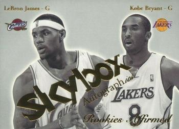 2003-04 SkyBox Autographics - Rookies Affirmed #12RE Lebron James / Kobe Bryant Front