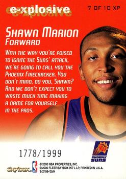 1999-00 E-X - E-Xplosive #7XP Shawn Marion Back